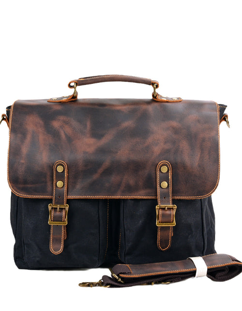 Load image into Gallery viewer, Waterproof Canvas Stitching Leather Briefcase Handbag
