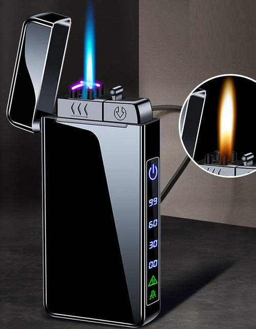 Bild in Galerie-Viewer laden, Gas electric triple fire metal windproof inflatable charging lighter personalized and creative trendy gift for boyfriend
