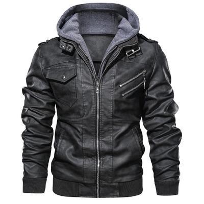 Leather jacket men's slim fit zipper PU jacket autumn men's leather jacket jacket black
