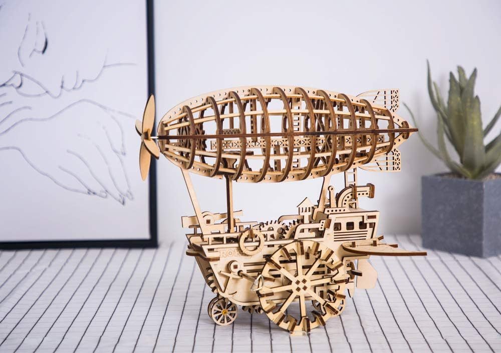 Kit de rompecabezas de vehículo aéreo de madera 3D ROBOTIME ROKR, juguetes para niños cortados con láser LK702