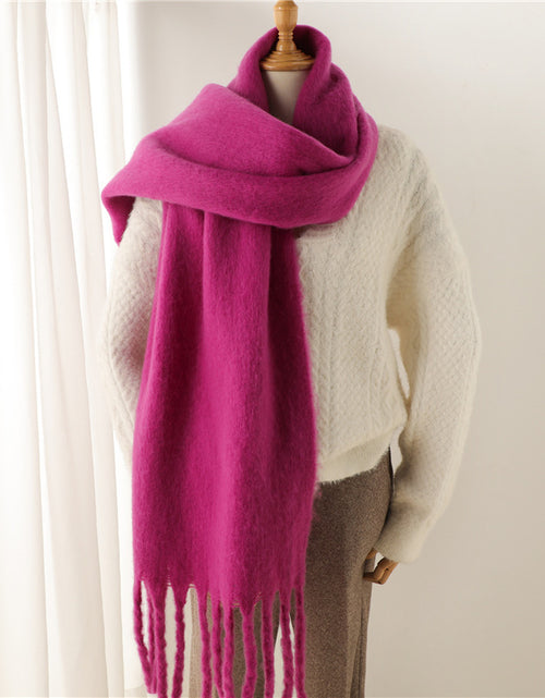 Load image into Gallery viewer, Solid Color Versatile Winter Warm Extended Tassel Scarf
