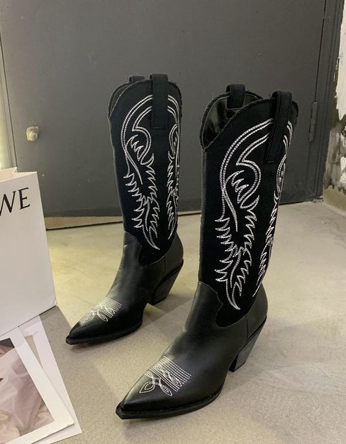 Load image into Gallery viewer, Net Red Embroidered Womens Western Cowboy Boots
