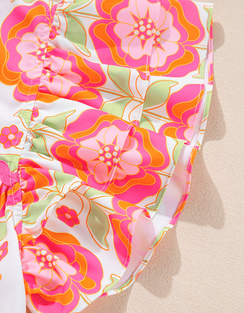 Load image into Gallery viewer, Rose Boho Floral Print Ricrac Ruffle Sleeve Blouse
