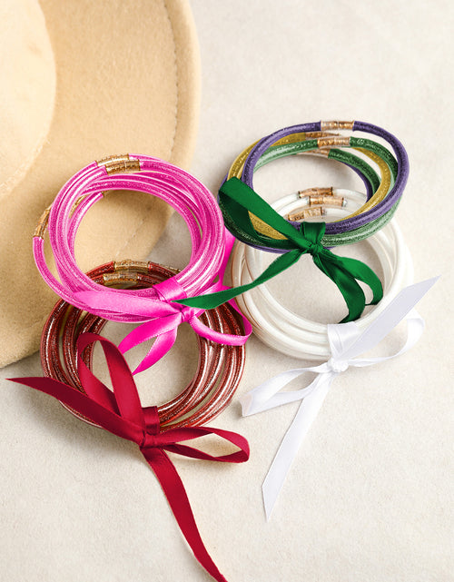Load image into Gallery viewer, Apricot Glitter Bowknot Layered Jelly Bracelet
