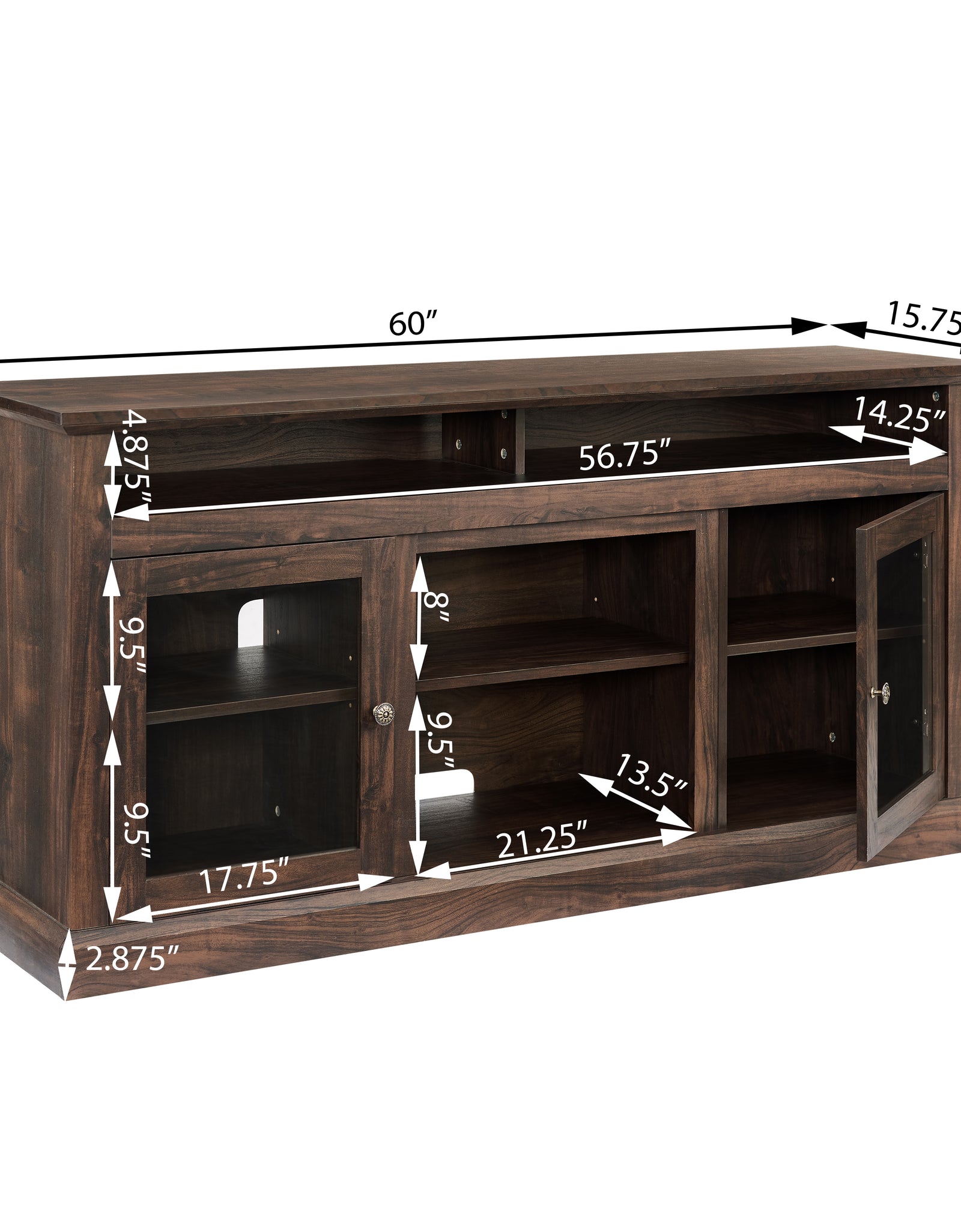 Contemporary TV Media Stand Modern Entertainment Console Brown