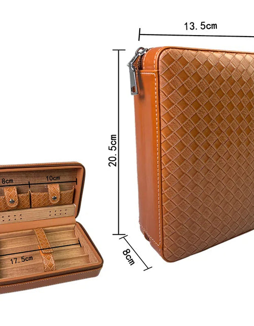 Bild in Galerie-Viewer laden, Carved version cigar box portable cedar wood cigar moisturizing box cowhide cigar box storage box Gaoxiba
