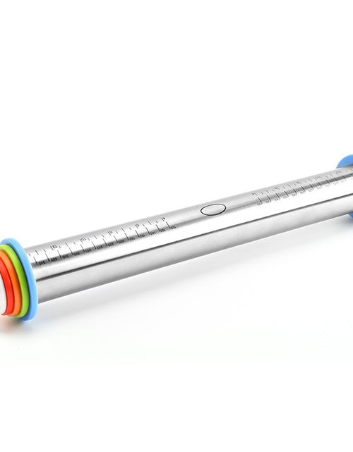 Load image into Gallery viewer, 17 inch stainless steel adjustable thickness rolling pin scale rolling pin leather material kneading tool
