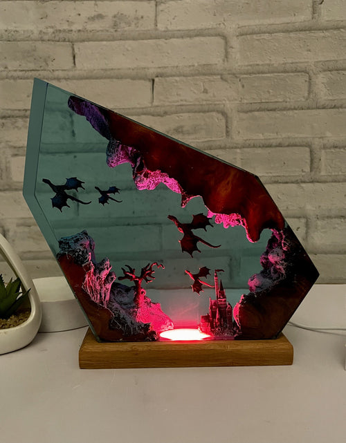 Load image into Gallery viewer, Fire Dragon and Ice Dragon Resin Lamp 3D Dragon Desk Lamp Game of Power Dragon Lamp Lighting Home Decoration
