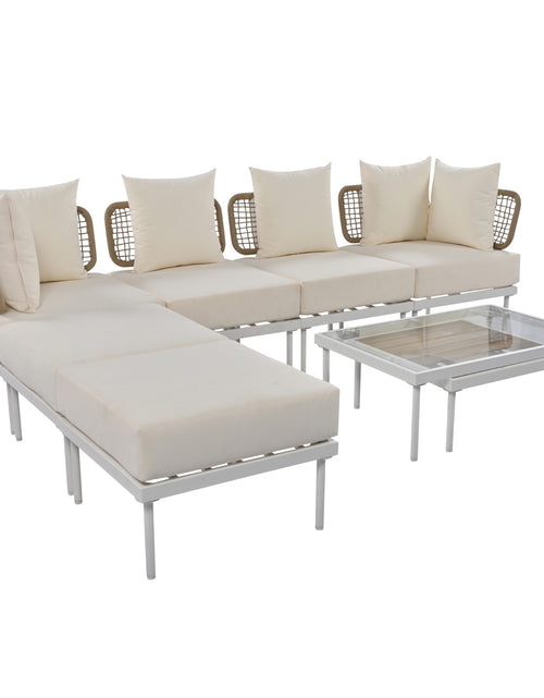 Load image into Gallery viewer, TREXM 8-Piece Patio Sectional Sofa Set With Tempered Glass Coffee Table And Wooden Coffee Table For
