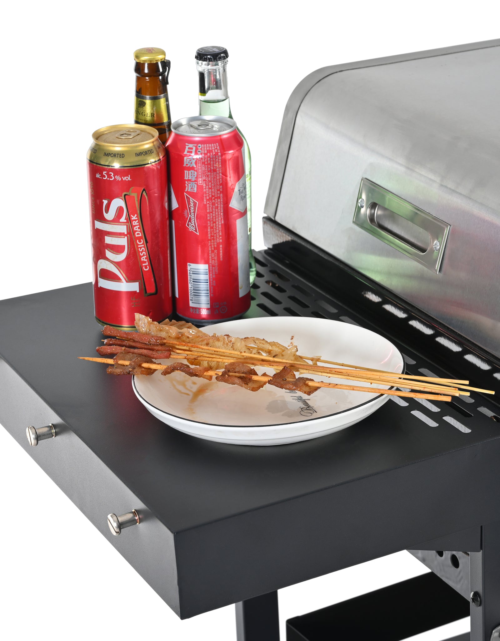 2+2 multifunctional gas barbecue grill and covered grill combination for outdoor cooking - barbecue, barbecue, pizza.
