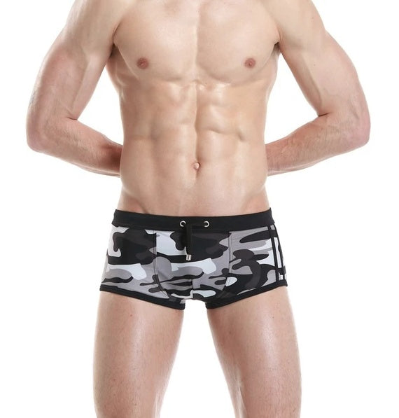Male boxer camouflage swim trunks