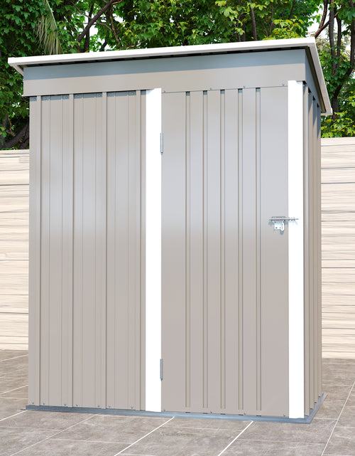 Load image into Gallery viewer, 5 * 3FT outdoor storage shed, tool shed with sloping roof and lockable door, backyard garden metal shed, courtyard lawn, gray
