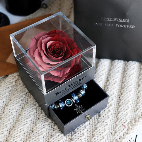 Bild in Galerie-Viewer laden, Schmuckschatulle mit ewiger Blume und Rose für Geburtstagsgeschenke, Valentinstag, Hochzeitsgeschenk
