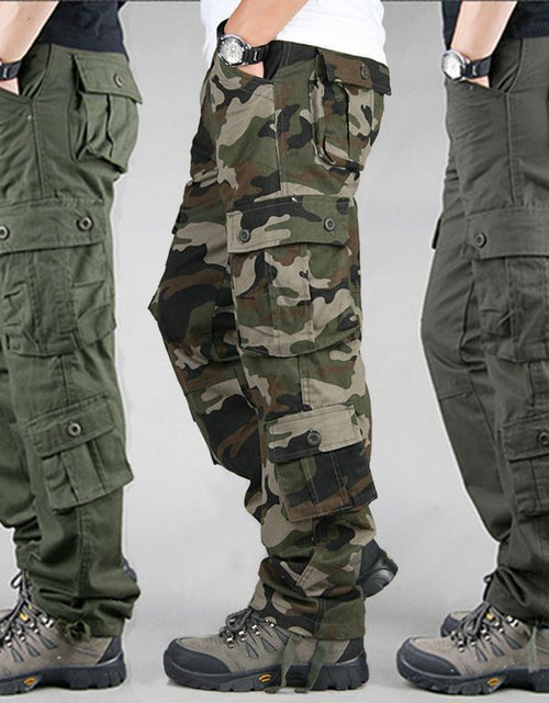 Load image into Gallery viewer, Outdoor men&#39;s multi pocket work pants, sturdy and wear-resistant cotton casual work clothes, long pants for youth labor protection, loose and oversized

