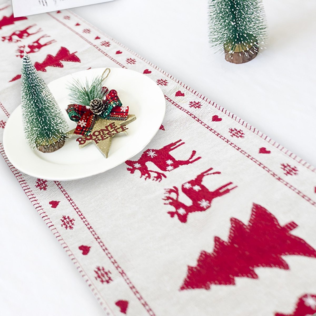 Weihnachtselch-Schneemann-Tischläufer, frohe Weihnachtsdekoration