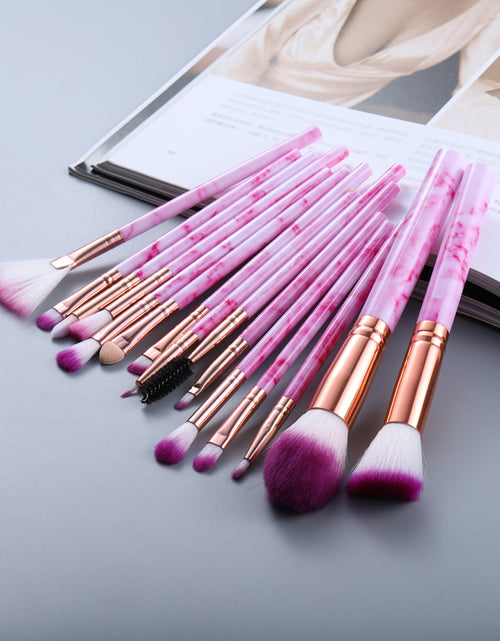 Load image into Gallery viewer, 15 Marbled Design Makeup Brushes Set
