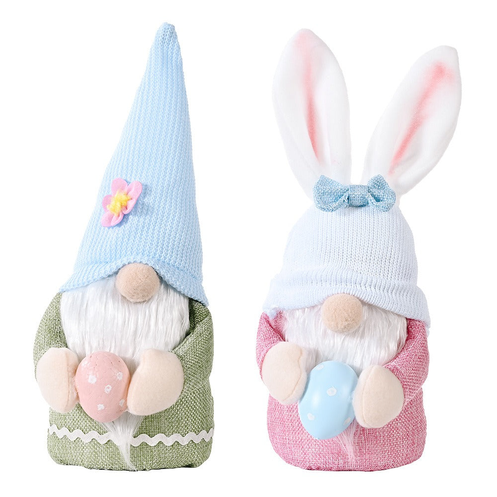 New Easter Decorative Supplies Creative Bunny Hug Egg Doll Ornament Pink Bunny Ears Doll Gift