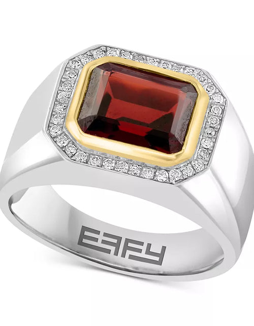 Load image into Gallery viewer, EFFYÂ® Men&#39;S Garnet (4-1/10 Ct. T.W.) &amp; Diamond (1/6 Ct. T.W.) Ring in Sterling Silver &amp; 14K Gold-Plate
