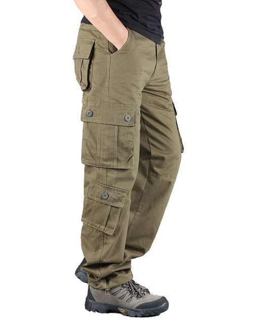Load image into Gallery viewer, Outdoor men&#39;s multi pocket work pants, sturdy and wear-resistant cotton casual work clothes, long pants for youth labor protection, loose and oversized
