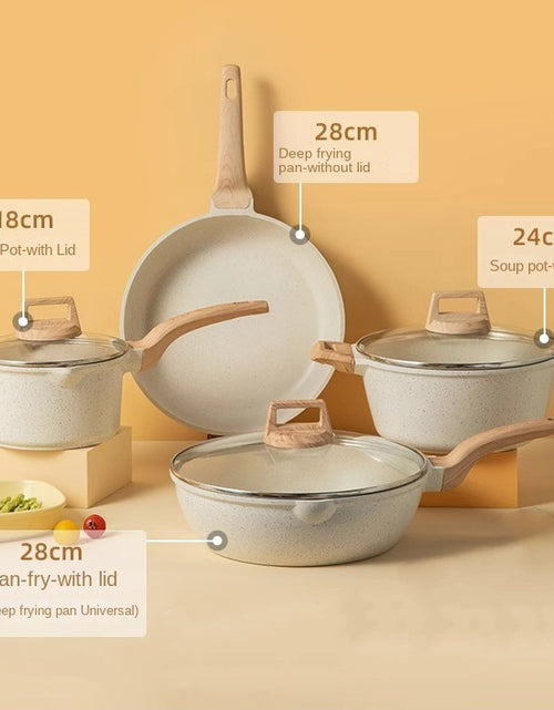 Load image into Gallery viewer, Medical stone non-stick pot soup pot stew pot frying pan wok milk pot frying pan steaming marble granite pot set
