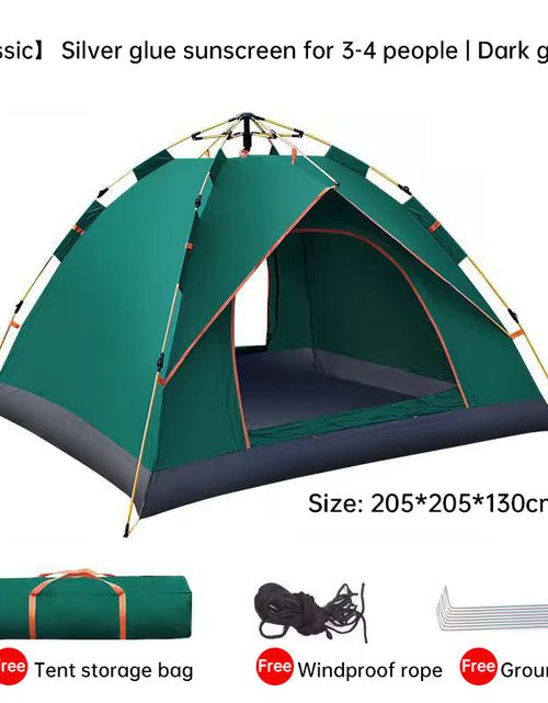 Bild in Galerie-Viewer laden, Quick-Deploy Green/White Outdoor Tent, Comfortably Accommodating 3-4 People on Camping Trips
