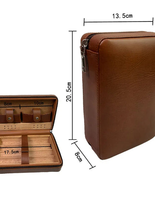 Bild in Galerie-Viewer laden, Carved version cigar box portable cedar wood cigar moisturizing box cowhide cigar box storage box Gaoxiba
