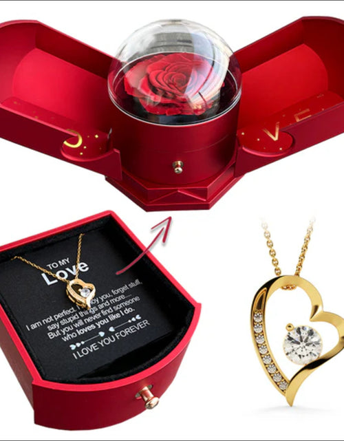 Bild in Galerie-Viewer laden, Double open rose gift box drawer style rose jewelry box angel wings Chinese Valentine&#39;s Day necklace gift box
