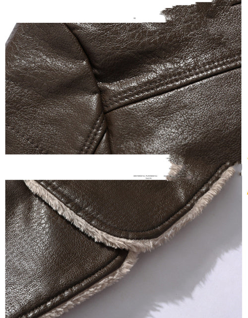 Load image into Gallery viewer, Plush Lapel Leather Jacket Winter Warm Fleece Single-breasted Coat For Men Long Clothing
