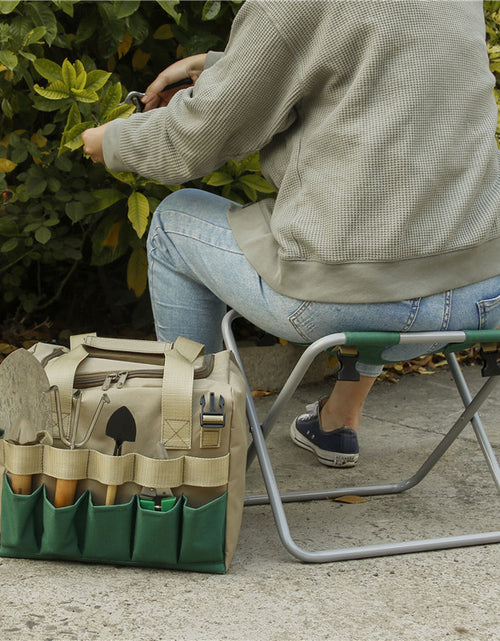 Load image into Gallery viewer, Gardening Stool With Tote Bag Chair Garden Tools Set Organizer, Folding Garden Seat Gardening Stool Gardening
