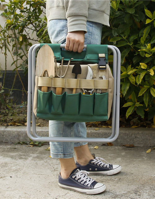 Load image into Gallery viewer, Gardening Stool With Tote Bag Chair Garden Tools Set Organizer, Folding Garden Seat Gardening Stool Gardening
