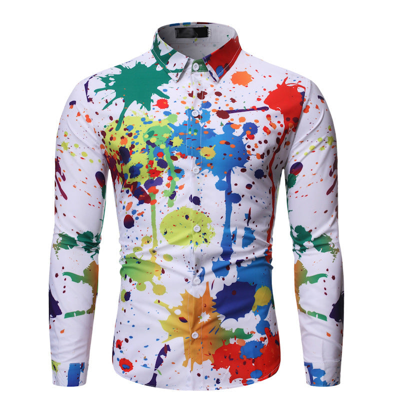 Men's 3D Graffiti Print Plus Size Shirt