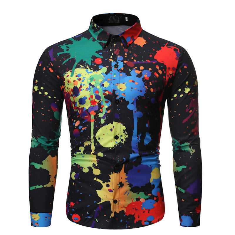 Men's 3D Graffiti Print Plus Size Shirt