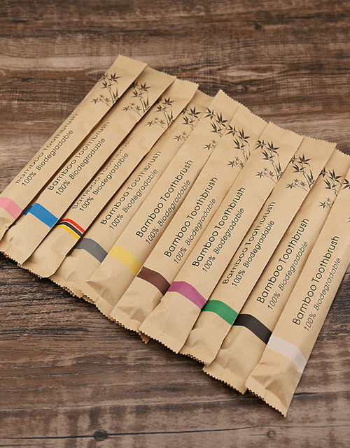 Load image into Gallery viewer, Flat Bamboo Toothbrush Kraft Paper Bag Toothbrush
