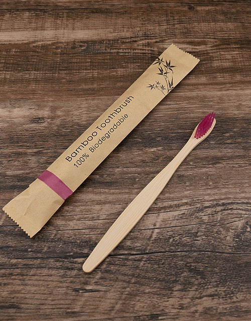 Load image into Gallery viewer, Flat Bamboo Toothbrush Kraft Paper Bag Toothbrush
