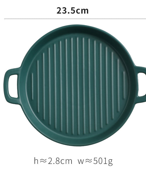 Load image into Gallery viewer, Binaural Baking Tray Pizza Tray Round Dish Plate Dish Creative Oven Ceramic Net Celebrity Tableware Microwave Flat Plate
