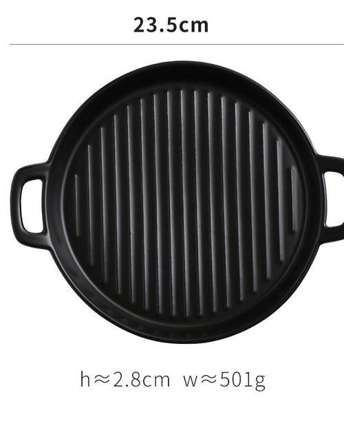 Load image into Gallery viewer, Binaural Baking Tray Pizza Tray Round Dish Plate Dish Creative Oven Ceramic Net Celebrity Tableware Microwave Flat Plate

