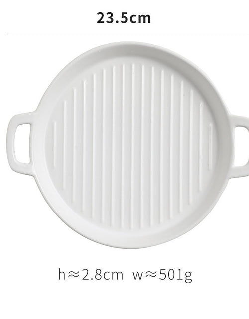 Load image into Gallery viewer, Binaural Baking Tray Pizza Tray Round Dish Plate Dish Creative Oven Ceramic Net Celebrity Tableware Microwave Flat Plate
