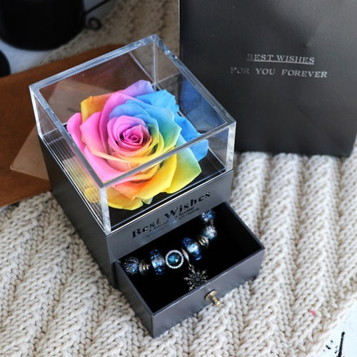 Bild in Galerie-Viewer laden, Schmuckschatulle mit ewiger Blume und Rose für Geburtstagsgeschenke, Valentinstag, Hochzeitsgeschenk
