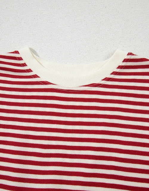 Load image into Gallery viewer, Red Striped Bowknot Backless T-Shirt

