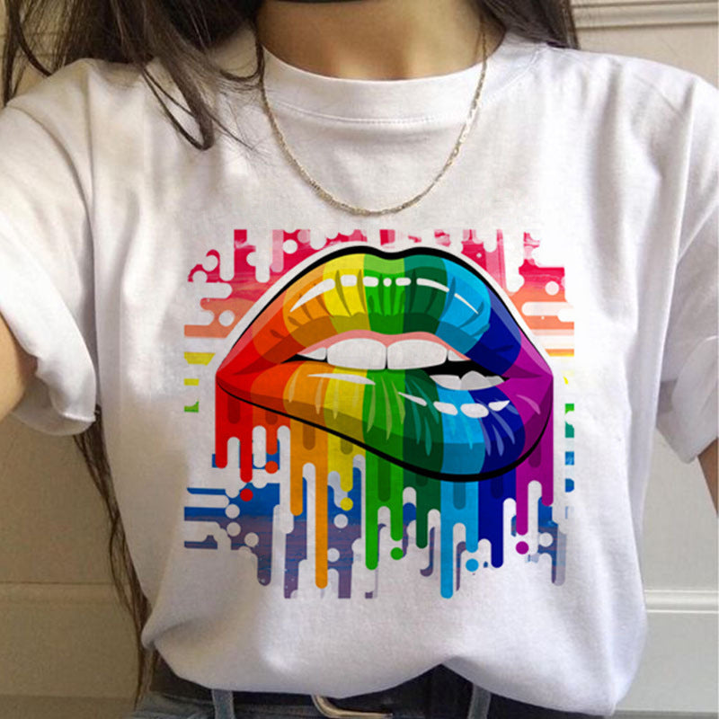 Camisetas para mujer Camiseta de manga corta para mujer Orgullo Gay Arcoiris Novias