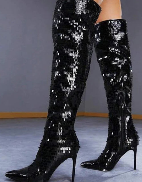 Load image into Gallery viewer, Fashionable Sequins Over-the-knee Boots Women
