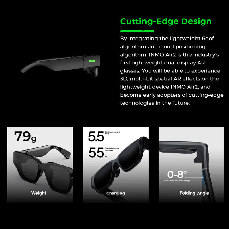 Gafas de realidad aumentada inteligentes Shadow, totalmente inalámbricas
