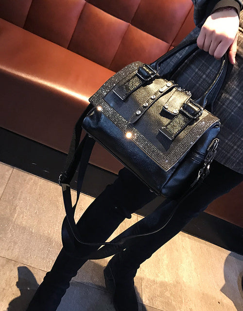 Load image into Gallery viewer, Soft Leather Handbag Large-capacity Cowhide Hot Rhinestone Handbags
