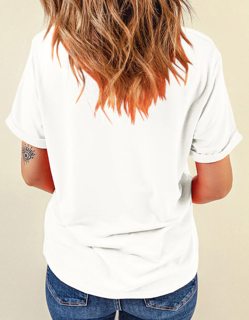 Load image into Gallery viewer, White Sequined Mardi Gras Symbolic Pattern Casual Tee
