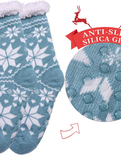 Cargar imagen en el visor de la galería, Women&#39;S Winter Super Soft Warm Cozy Fuzzy Snowflake Deer Fleece-Lined with Grippers Slipper Socks

