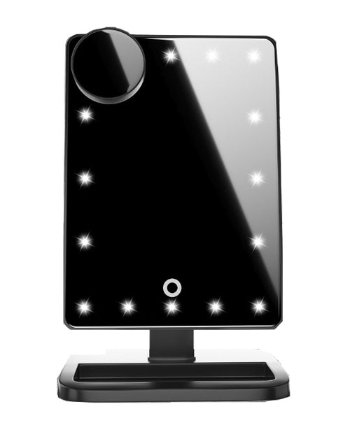 Cargar imagen en el visor de la galería, Espejo de maquillaje con pantalla táctil y 20 luces LED, altavoz de música con Bluetooth, espejos con aumento de 10 aumentos
