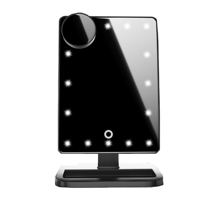 Espejo de maquillaje con pantalla táctil y 20 luces LED, altavoz de música con Bluetooth, espejos con aumento de 10 aumentos