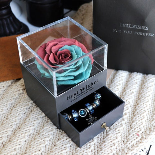 Bild in Galerie-Viewer laden, Schmuckschatulle mit ewiger Blume und Rose für Geburtstagsgeschenke, Valentinstag, Hochzeitsgeschenk
