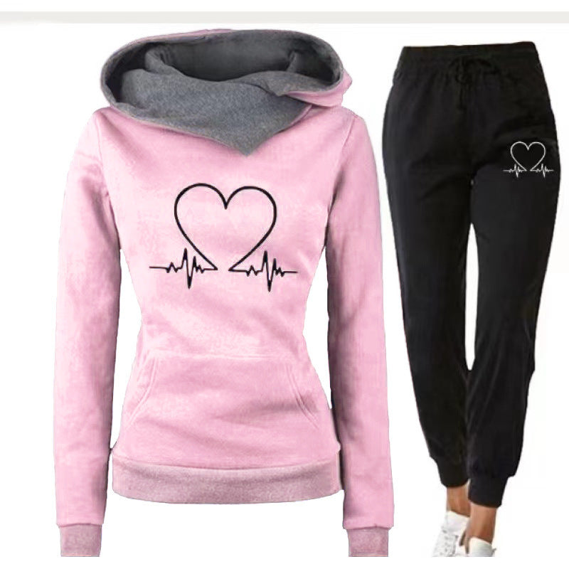 Women’s Love Heart Printed Sports Suit