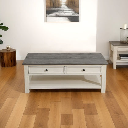 Load image into Gallery viewer, Dark Grey MDF Top And White Oak Drawer Living Room Storage Table
